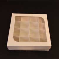 جعبه شکلات و ترافل 16 تایی با مقوای سفید و جدا کننده متغیر